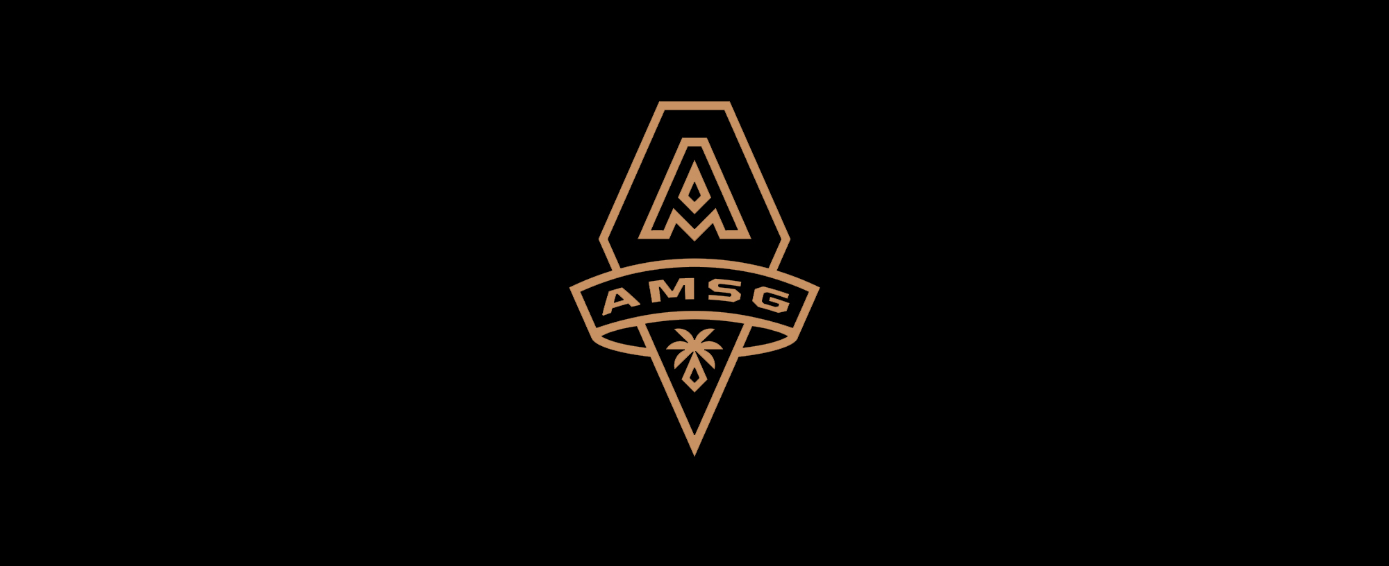 AMSG gold crest on black background