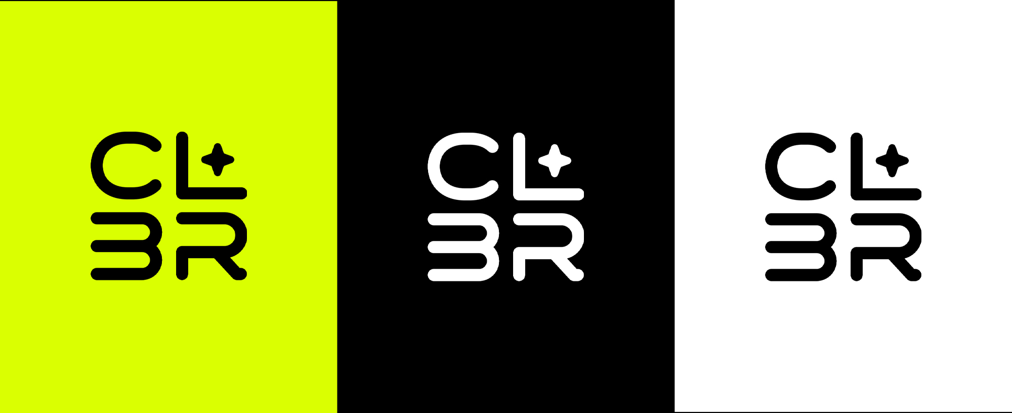 CLBR monogram variations on three backgrounds