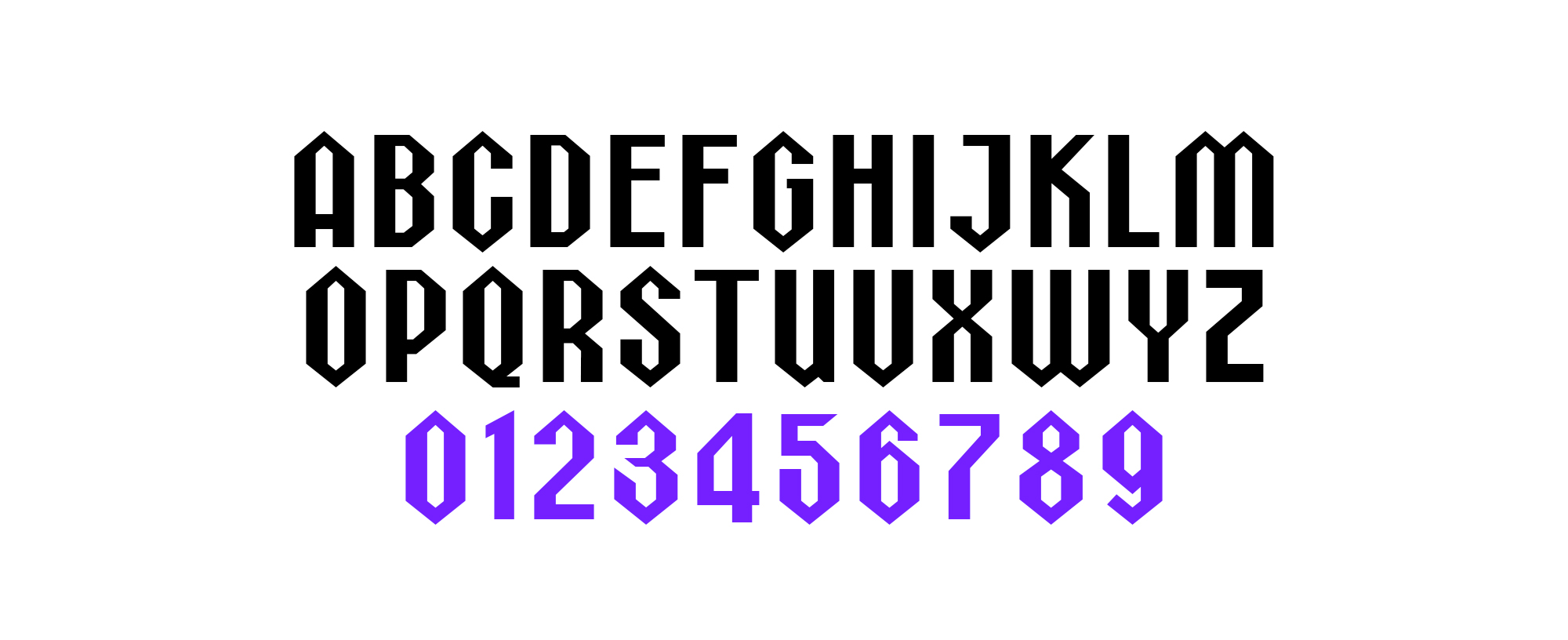 False8 custom typeface alphabet and numbers