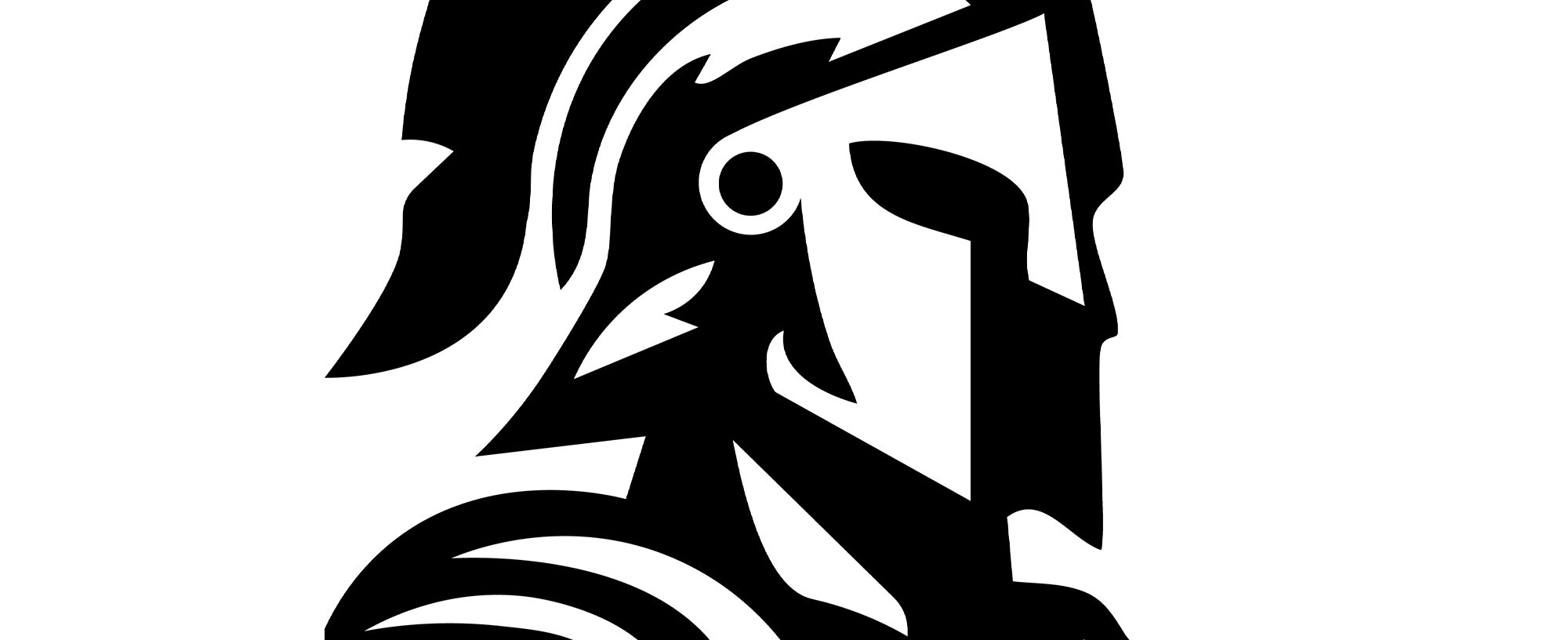 Minimalist warrior head profile on black