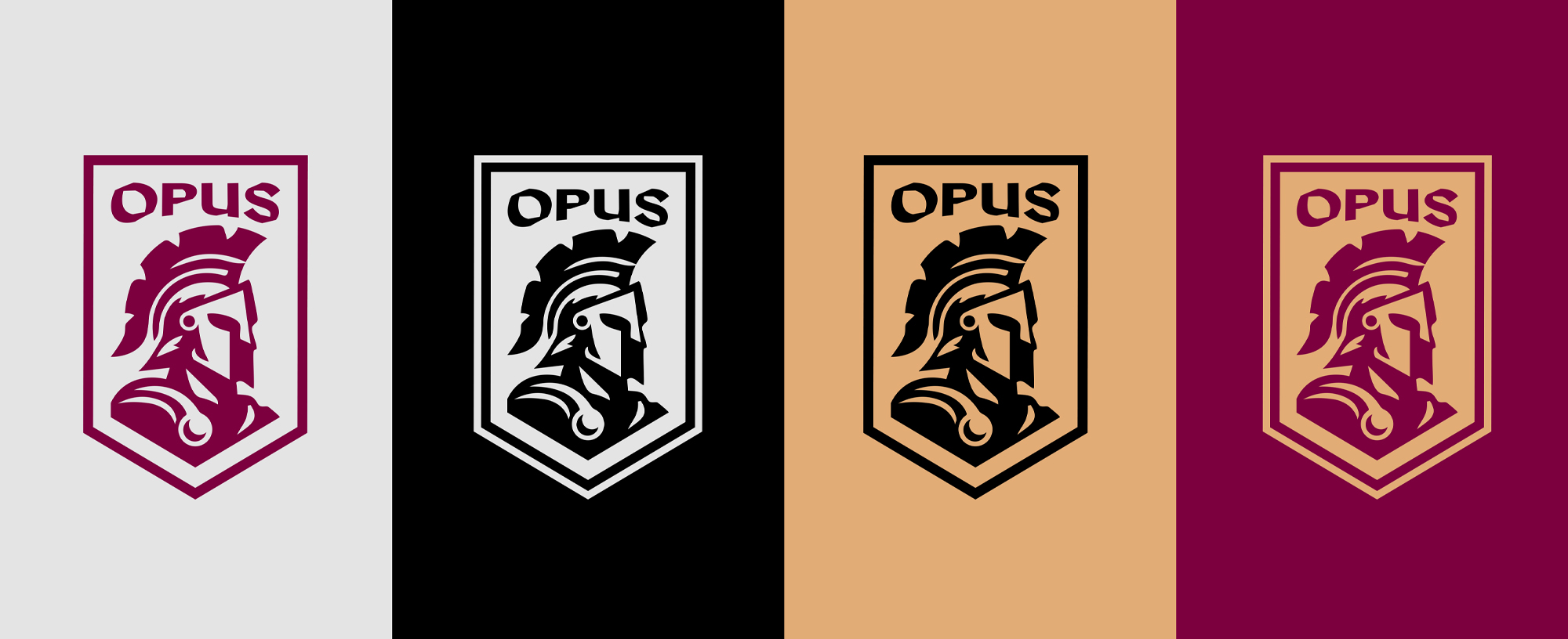 Opus Academy logo in four color variations
