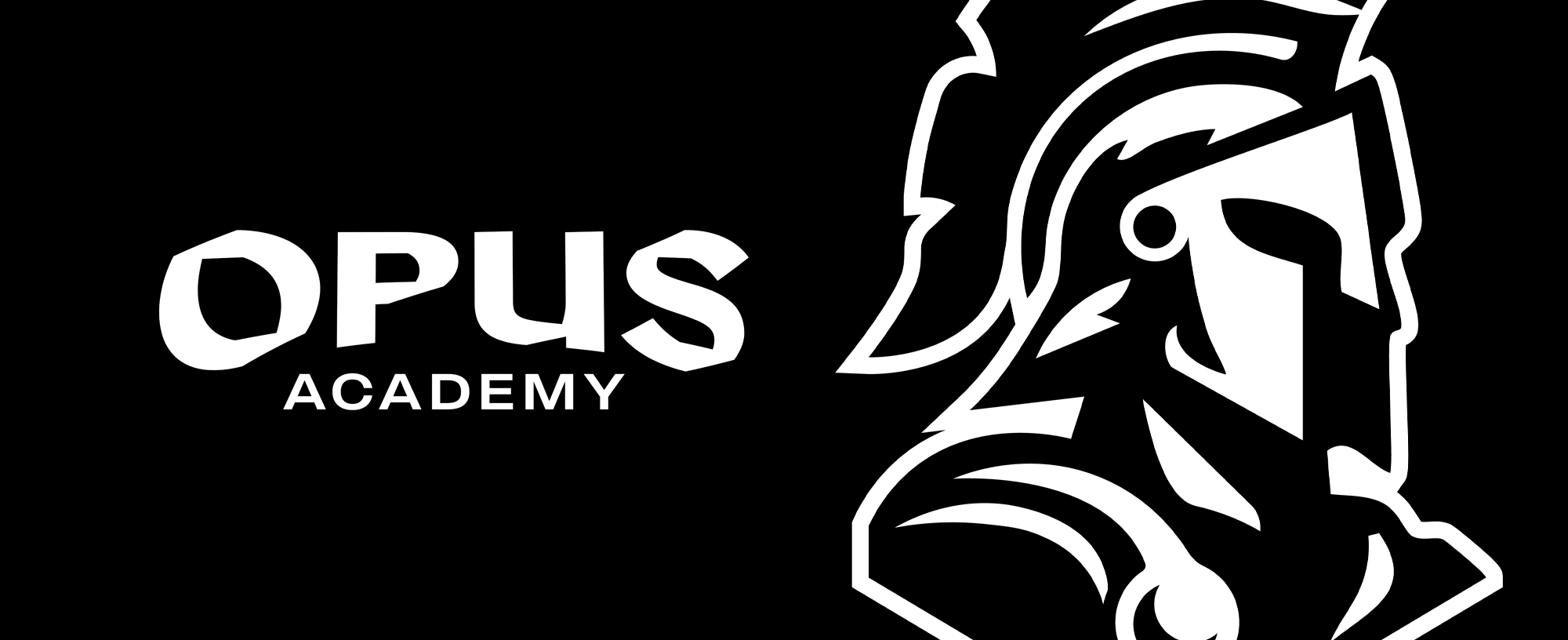 Opus Academy wordmark with warrior profile outline