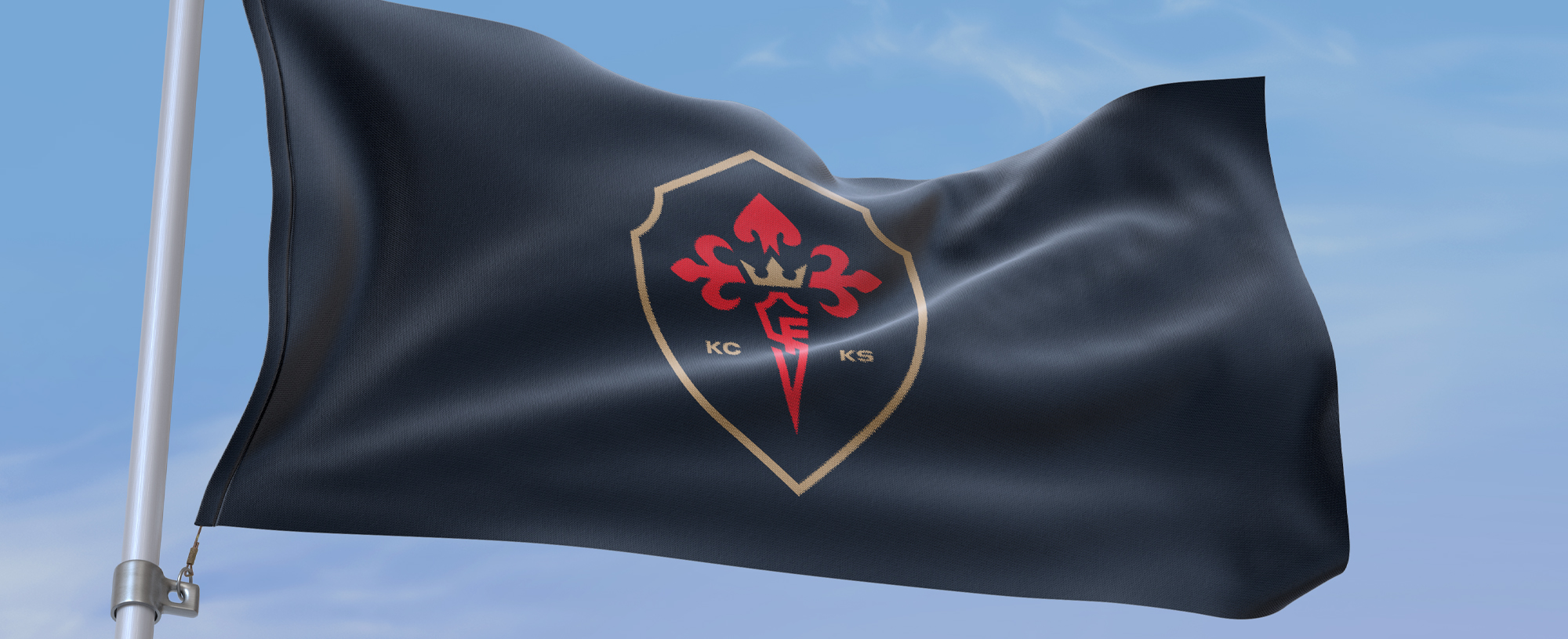 Santafé Wanderers flag waving against blue sky